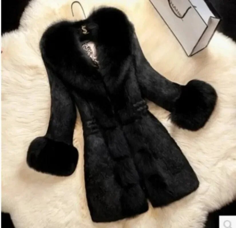 여성용 모조 모피 코트, 2023 단색 칼라 여성 재킷, 신상