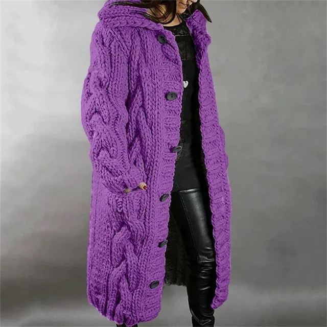 여성용 오버사이즈 S-5xl 스웨터, 루즈 니트 두꺼운 긴팔 포켓 단추 롱 카디건 코트, 가을 겨울