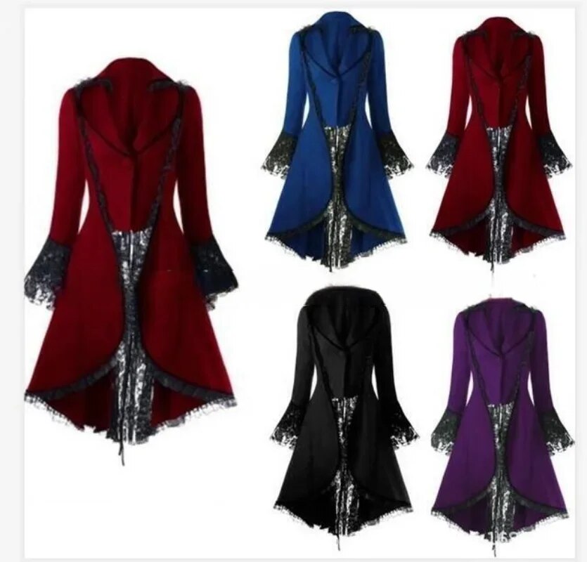 중세 스팀펑크 빅토리아 여성 고딕 재킷, 고귀한 코트 빈티지 드레스, 할로윈 카니발 파티 코스프레 의상, 레이스