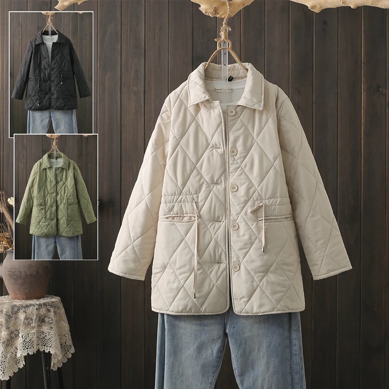 가을과 겨울 플러스 사이즈 100.00kg 퀼트 따뜻한면 패딩 코트 한국 스타일의 단색 두꺼운 면화 셔츠 가벼운면 재킷 겉옷