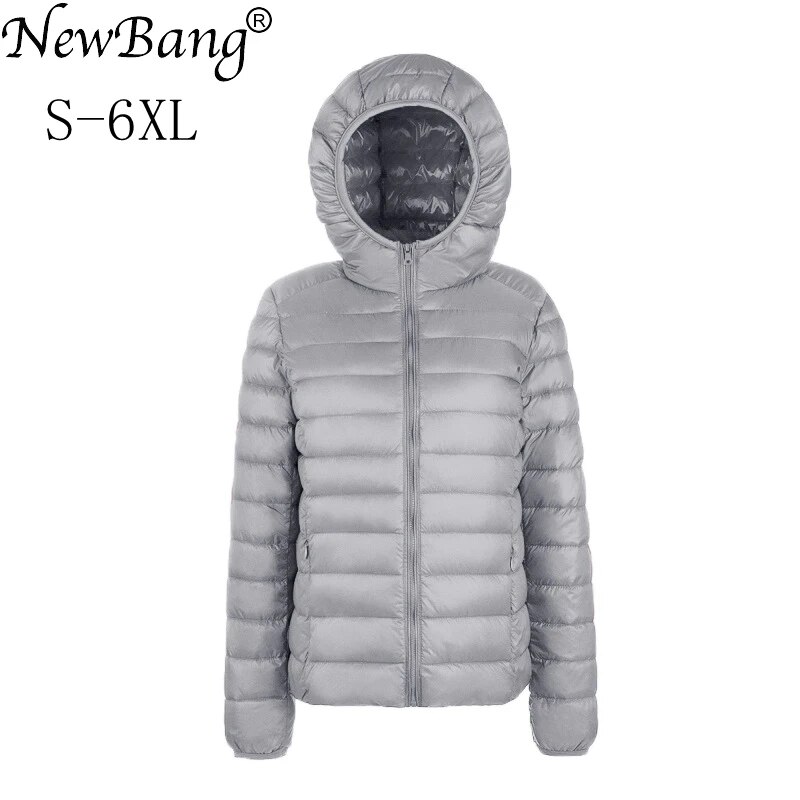 NewBang-휴대용 경량 다운 코트 및 재킷 여성용 6XL, 초경량 방풍 파카 브랜드 대형 사이즈