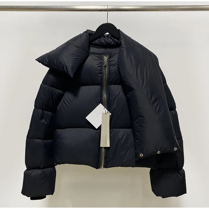 블랙 코트 디아블로 하이 스트리트 RO 화이트 덕 다운 지퍼 스탠드 칼라, 오웬스 허리 섹션 재킷, 겨울 신상