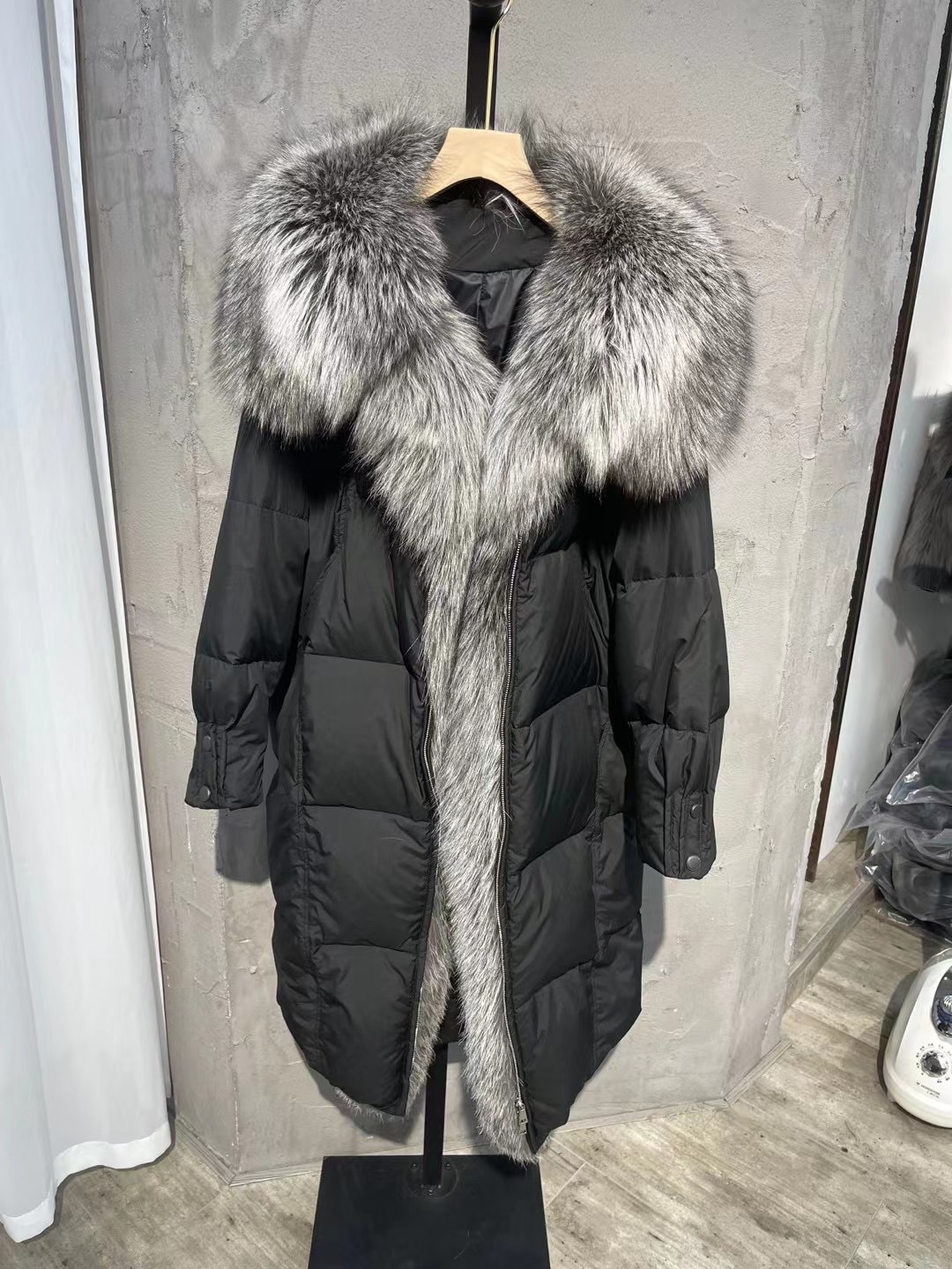 2023 여성용 따뜻한 코트, 90% 구스 다운 재킷, 긴 리얼 여우 모피 칼라, 두꺼운 럭셔리 아우터, 여성 스트리트웨어, 겨울 신상