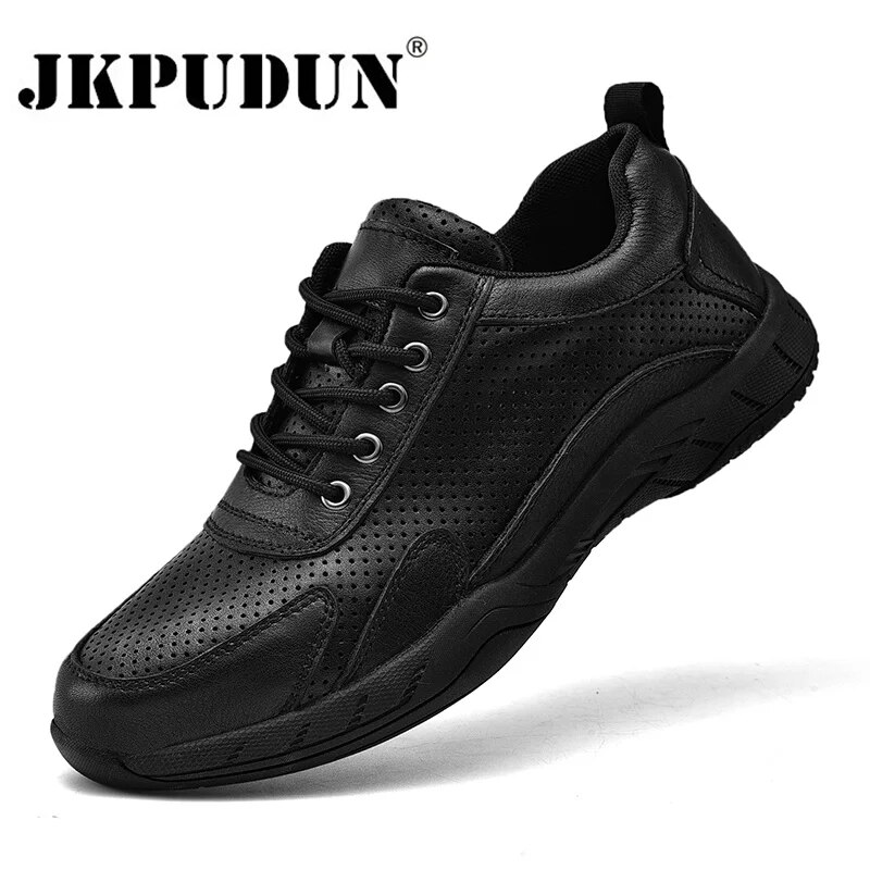 Genuine Leather Men Shoes Casual Hollow out Italian Luxury Brand Sneakers Breathable Leisure Chaussure Homme