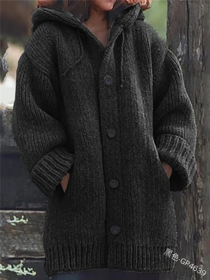 여성용 따뜻한 스웨터, 긴팔 가디건, 빈티지 니트 상의, 2023 중간 길이 코트, 스트리트웨어, 가을, 겨울 패션