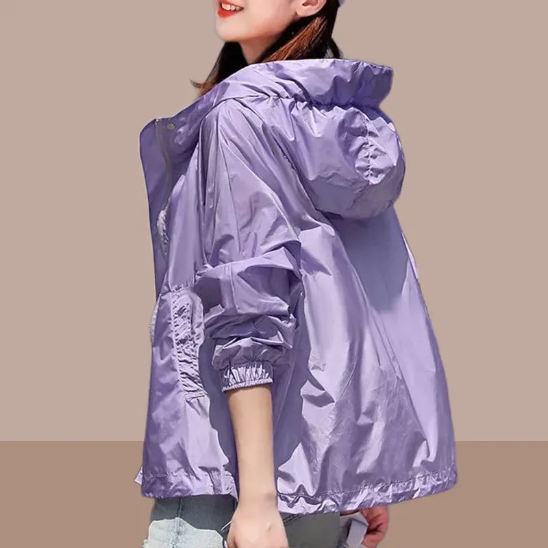 여성용 자외선 차단 의류, 루즈 비치 상의, 얇은 코트, 여성 후드 한국 패션, 2023 용수철 여름 신상 재킷