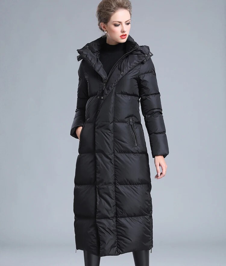 여성용 겨울 의류 패딩 지퍼 다운 코트, 8XL 사이즈 4XL 블랙 그레이 네이비 블루, 두껍고 따뜻한 7XL 롱 재킷