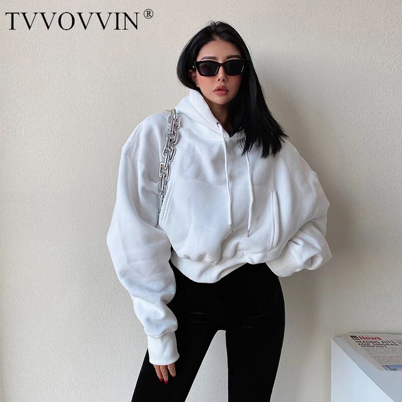 TVVOVVIN 미국 느슨한 박쥐 슬리브 까마귀 여성 패션 높은 허리 플러시 풀오버 스웨터 한국 짧은 탑 6ZNU