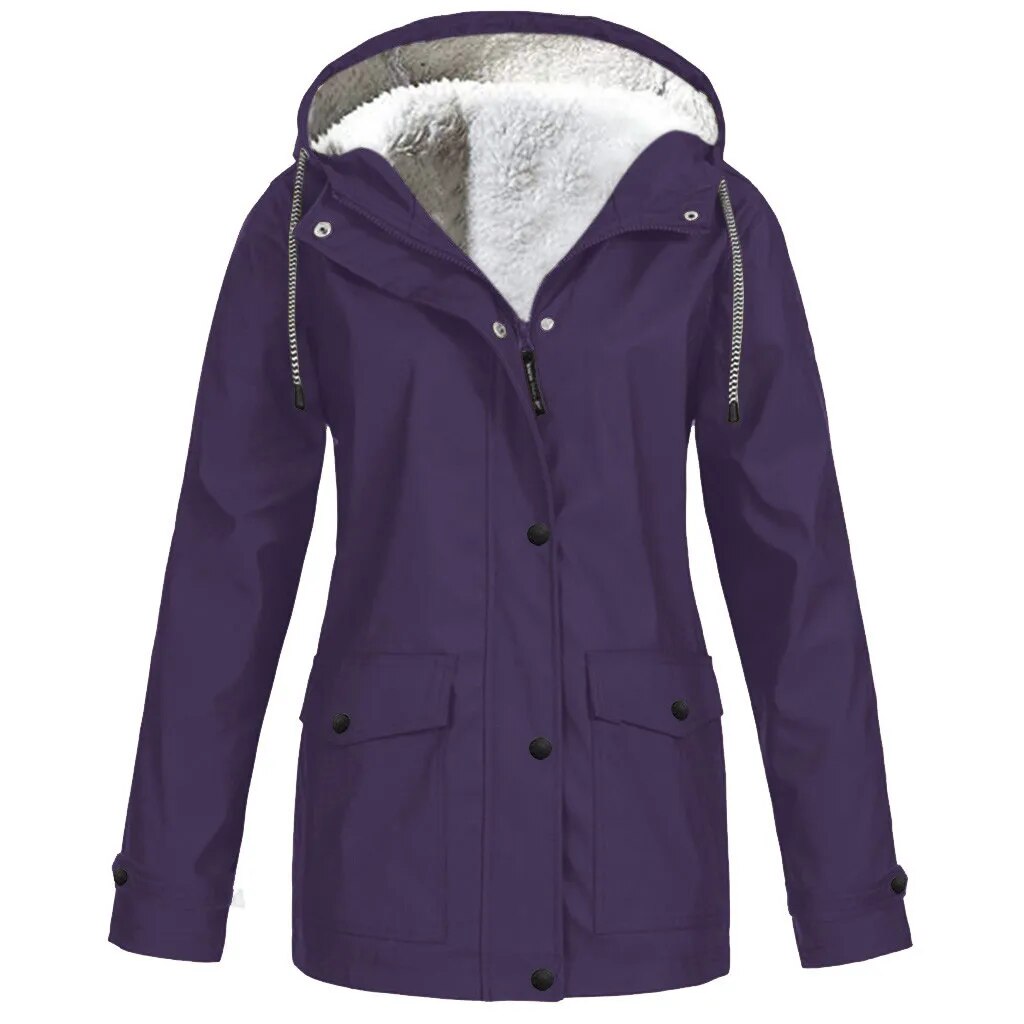 여성용 야외 방수 레인 재킷, 트렌치 코트, 플러스 사이즈 방풍 후드 바람막이 캐주얼 집업 드로스트링