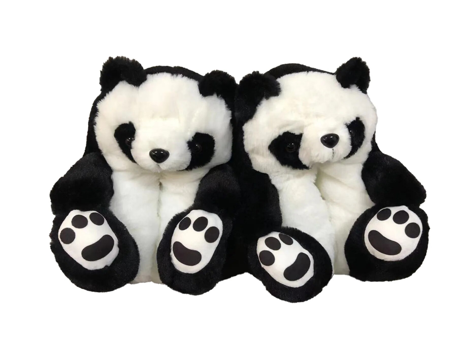 귀여운 팬더 곰 슬리퍼, 가정용 청키 슬립 온 플러시 슬라이드, 미끄럼 방지 테디 신발, 재미있는 동물 젖소