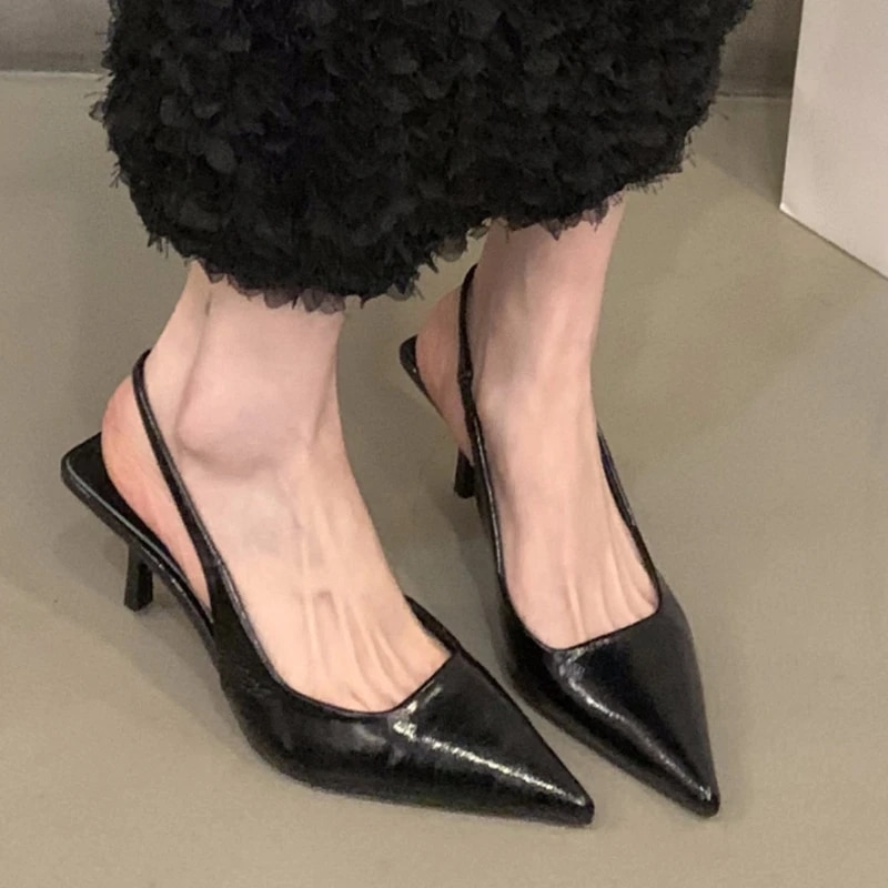 여성용 포인트 토 솔리드 패션 미드 힐 전문 원피스 펌프스, 슬립온 신발, 2024 브랜드, 가을 세일
