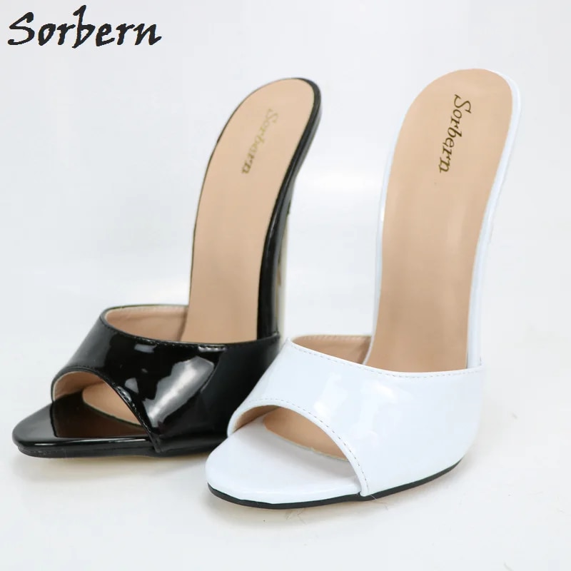 Sorbern 여성 샌들 슬리퍼 들여다 발가락 플러스 크기 남여 대형 36-46 높은 얇은 금속 발 뒤꿈치 저렴한 겸손한 패션