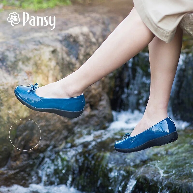 팬지 일본 패션 장화 방수 미끄럼 방지 고무 신발 여성 편안한 물 성인 4934